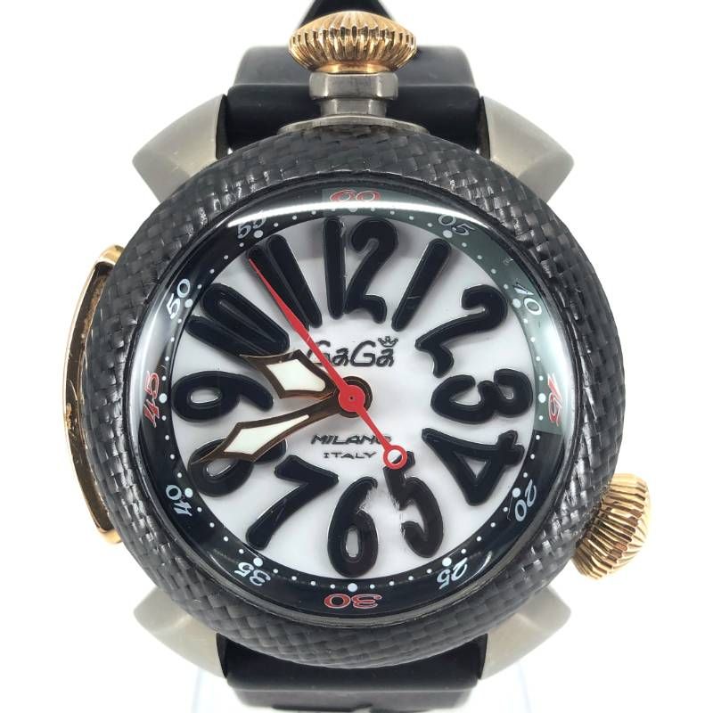 GaGa MILANO ガガミラノ／ダイビング カーボンベゼル 48mm 1954／自動巻／チタン・ラバー／ブラック・ホワイト・ゴールド