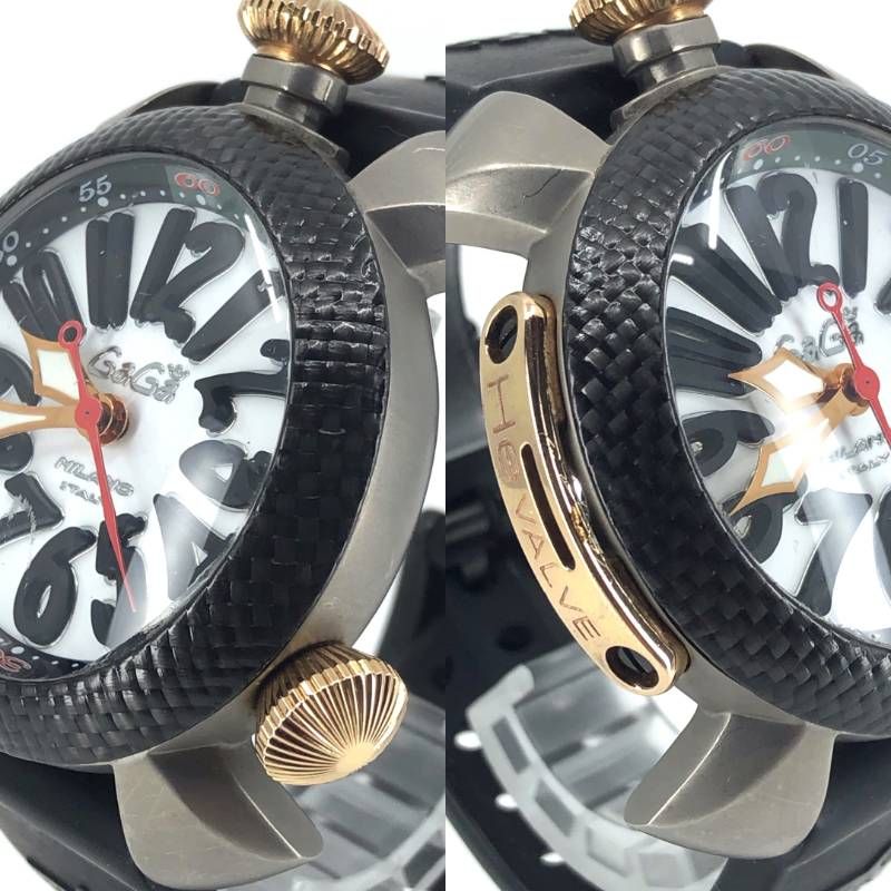 GaGa MILANO ガガミラノ／ダイビング カーボンベゼル 48mm 1954／自動巻／チタン・ラバー／ブラック・ホワイト・ゴールド