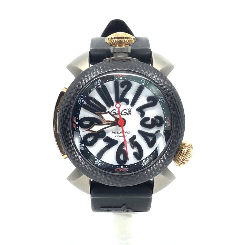 GaGa MILANO ガガミラノ／ダイビング カーボンベゼル 48mm 1954／自動巻／チタン・ラバー／ブラック・ホワイト・ゴールド