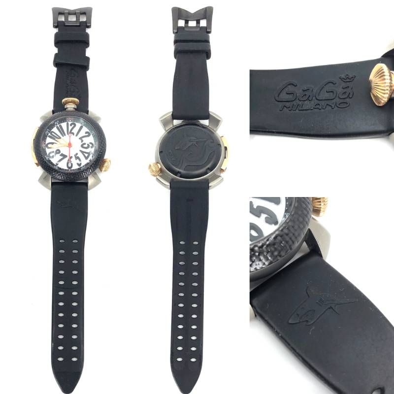 GaGa MILANO ガガミラノ／ダイビング カーボンベゼル 48mm 1954／自動巻／チタン・ラバー／ブラック・ホワイト・ゴールド