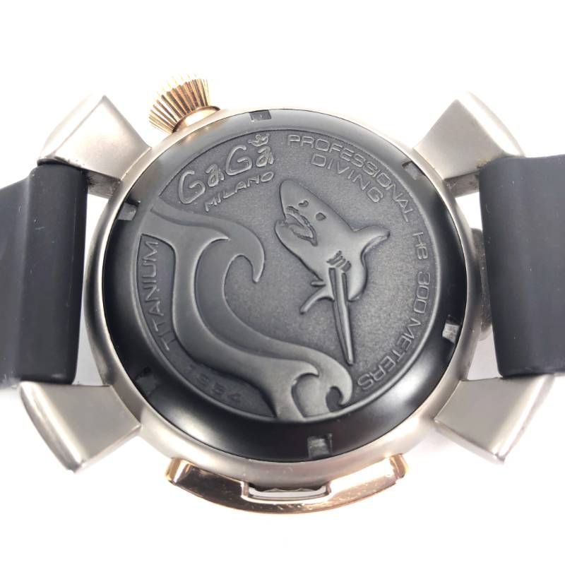 GaGa MILANO ガガミラノ／ダイビング カーボンベゼル 48mm 1954／自動巻／チタン・ラバー／ブラック・ホワイト・ゴールド