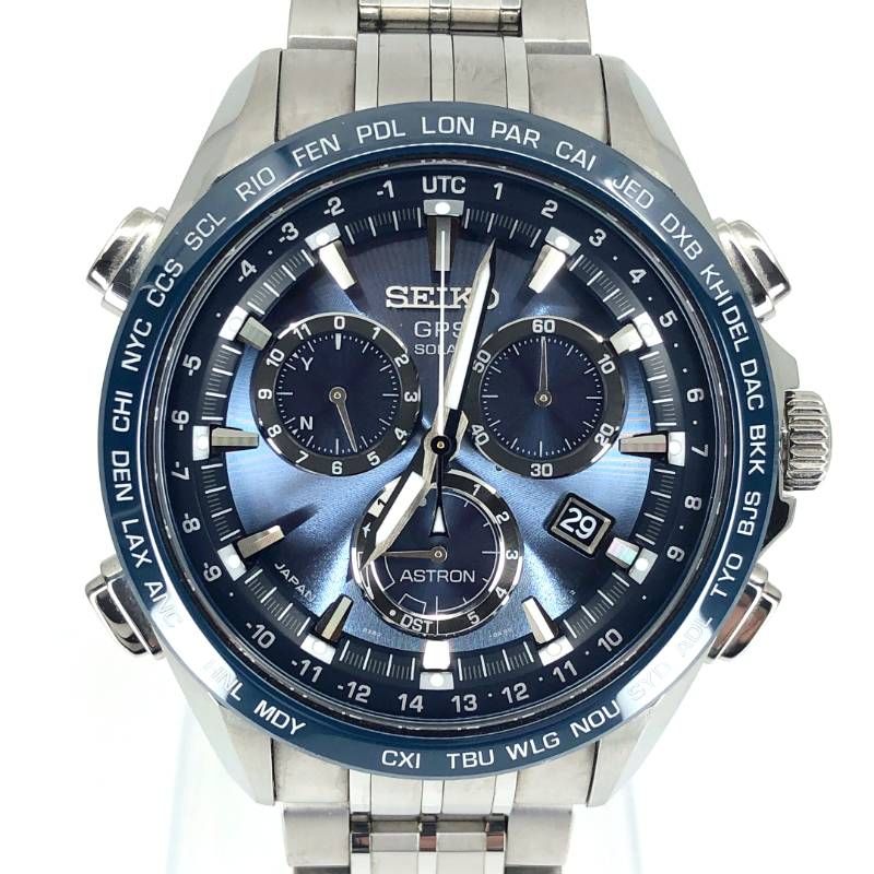 【美品・コマ・ケース付き】SEIKO セイコー／アストロンGPS 8X82-0AB0/SBXB005／ソーラークォーツ／チタン／ディープブルー・シルバー