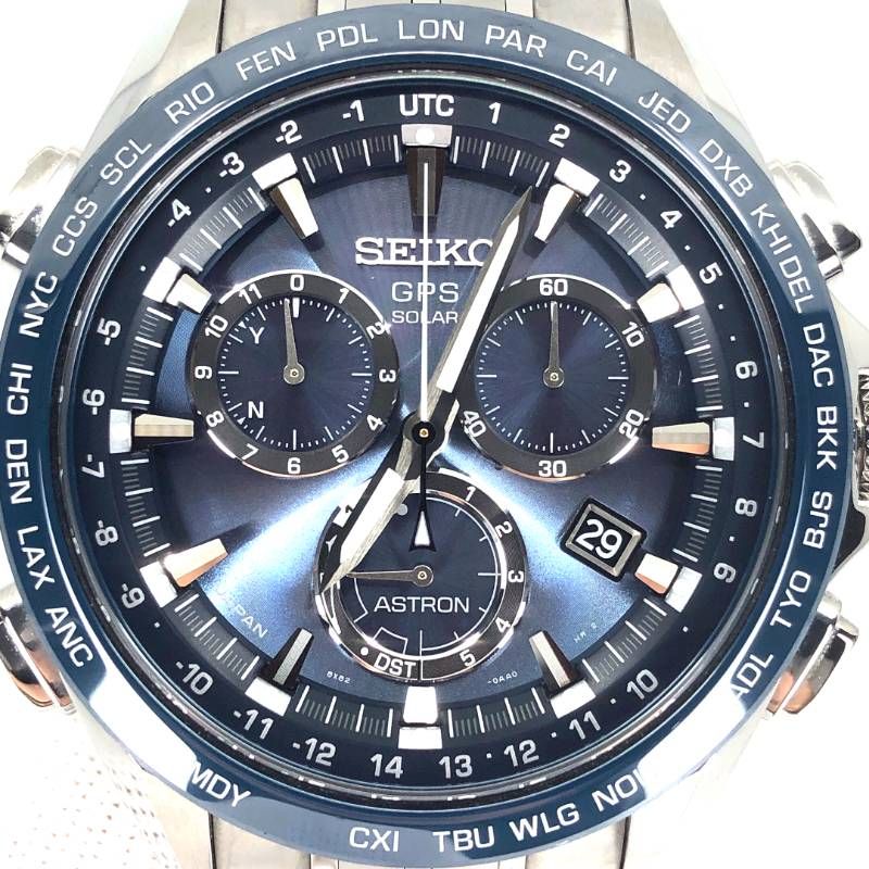 【美品・コマ・ケース付き】SEIKO セイコー／アストロンGPS 8X82-0AB0/SBXB005／ソーラークォーツ／チタン／ディープブルー・シルバー