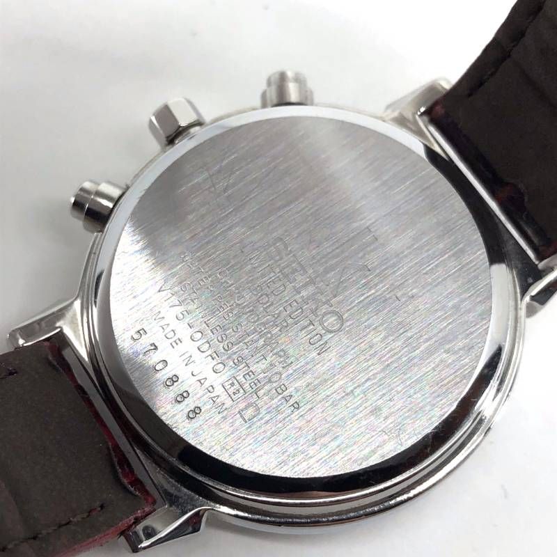 【美品・限定・電池交換済み・取説・ケース付き】SEIKO セイコー／レディース ルキア V175-0DF0／ソーラークォーツ／ステンレス・レザー／シルバー・ホワイト・レッド