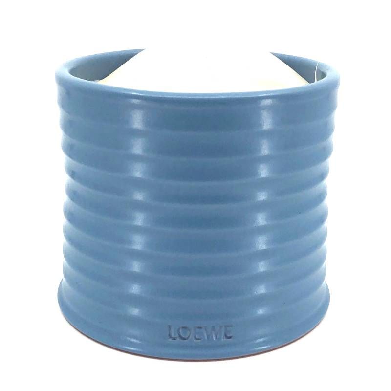 【未使用品・箱付き】LOEWE ロエベ／サイプレスボール キャンドル ミディアム アロマティック／ウッディ／610g／セラミック・ワックス／ベビーブルー・ホワイト