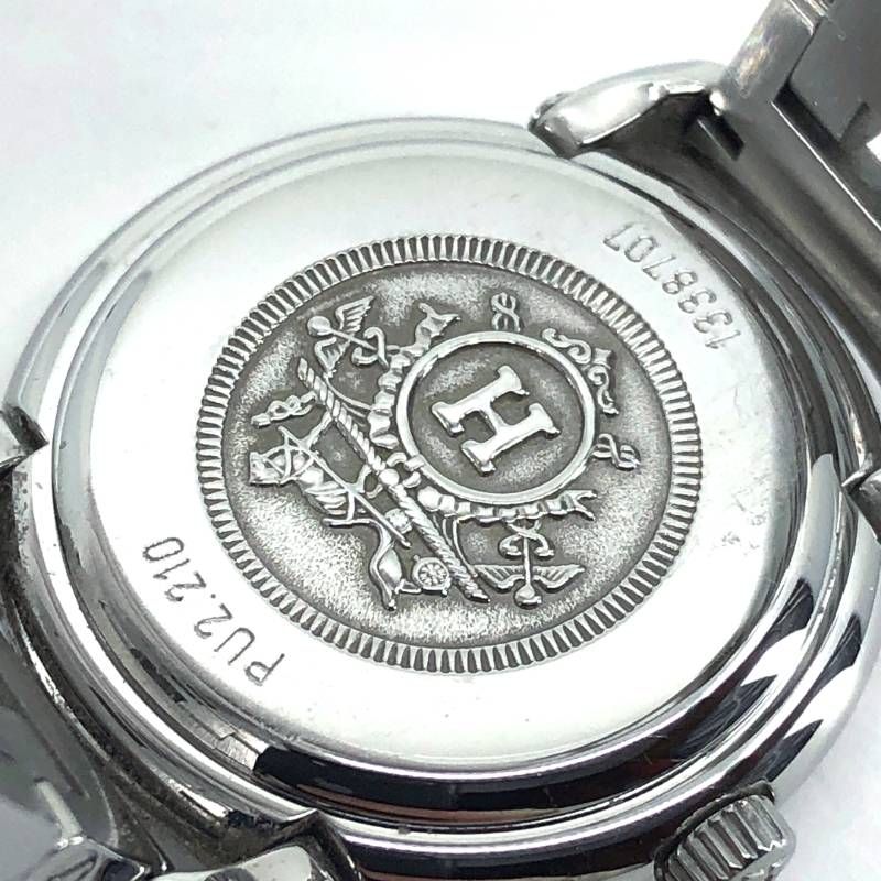 【美品・電池交換済み・ケース・コマ付き】HERMES エルメス／プルマン PU2.210／クォーツ／ステンレス／ブラック・シルバー