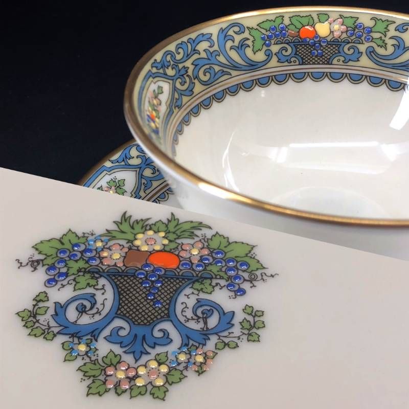 【美品】LENOX レノックス／オータム カップ＆ソーサー・デザートプレート セット 金彩／陶器／ベージュ・マルチカラー・ゴールド