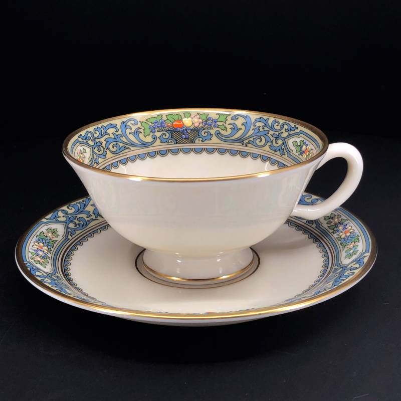 【美品】LENOX レノックス／オータム カップ＆ソーサー・デザートプレート セット 金彩／陶器／ベージュ・マルチカラー・ゴールド