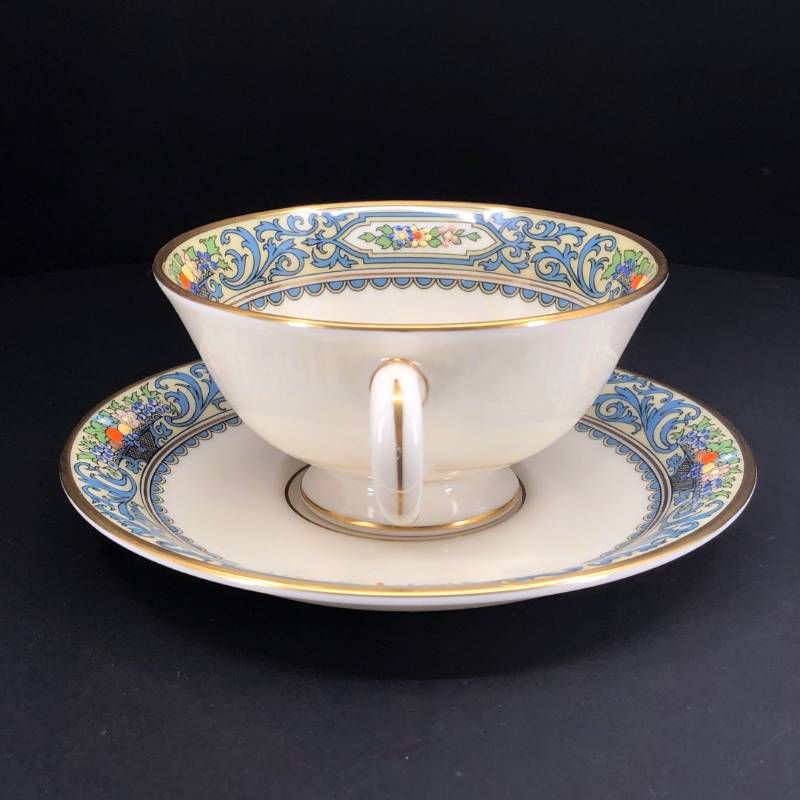 【美品】LENOX レノックス／オータム カップ＆ソーサー・デザートプレート セット 金彩／陶器／ベージュ・マルチカラー・ゴールド