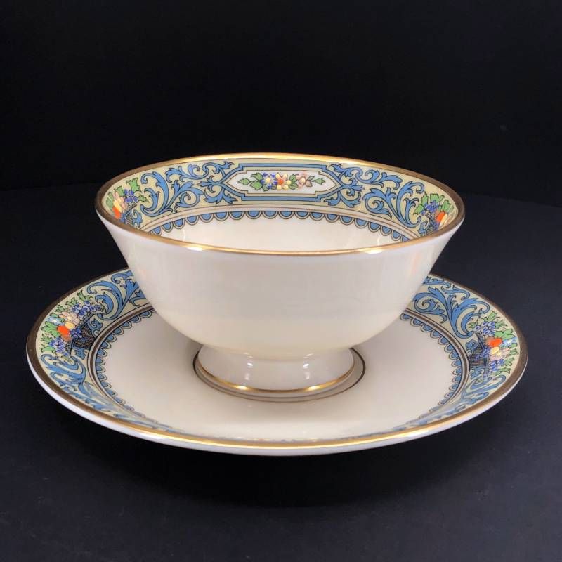 【美品】LENOX レノックス／オータム カップ＆ソーサー・デザートプレート セット 金彩／陶器／ベージュ・マルチカラー・ゴールド