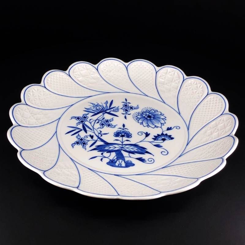 【美品】MEISSEN マイセン／ブルーオニオン ディッシュ プレート 皿／29cm／陶器／ブルー・ホワイト