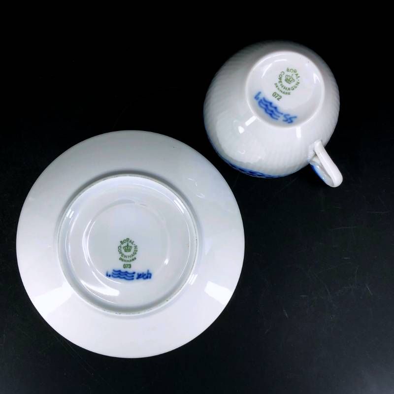 【美品・3点セット】Royal Copenhagen ロイヤルコペンハーゲン／カップ＆ソーサー アソート 3点セット／陶器／ホワイト・ブルー