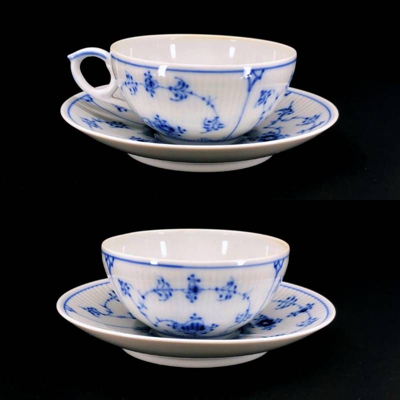 【美品・3点セット】Royal Copenhagen ロイヤルコペンハーゲン／カップ＆ソーサー アソート 3点セット／陶器／ホワイト・ブルー