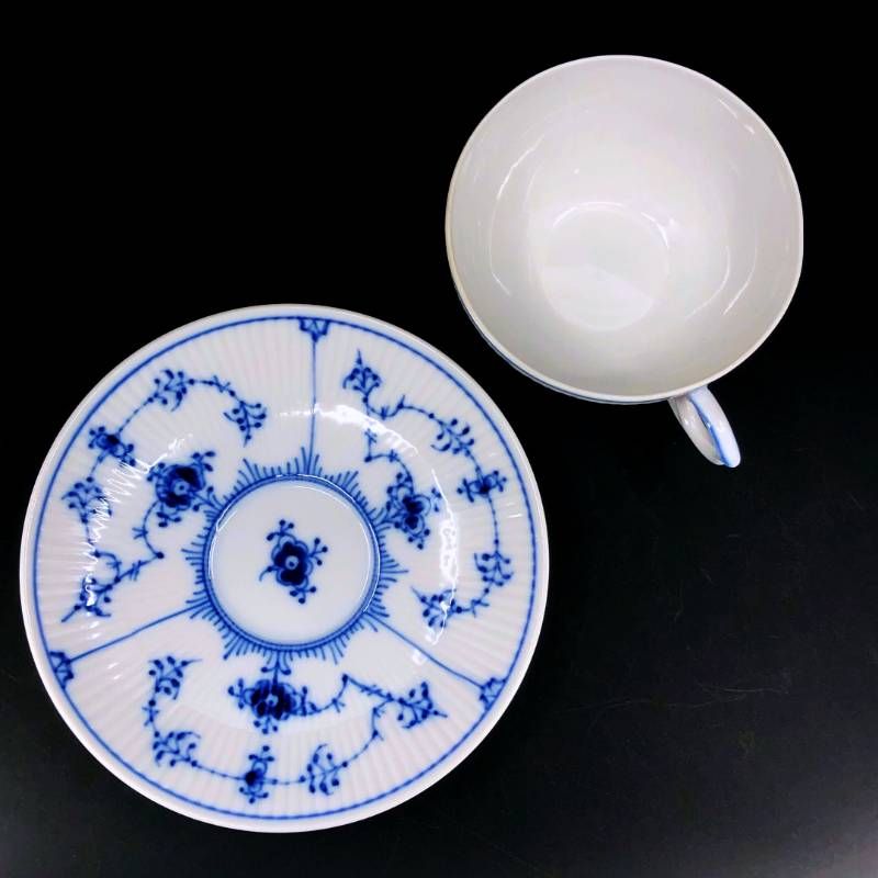 【美品・3点セット】Royal Copenhagen ロイヤルコペンハーゲン／カップ＆ソーサー アソート 3点セット／陶器／ホワイト・ブルー