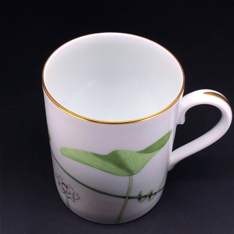 【美品・箱付き】HERMES エルメス／ナイルの庭 マグカップ／陶器／ホワイト・グリーン