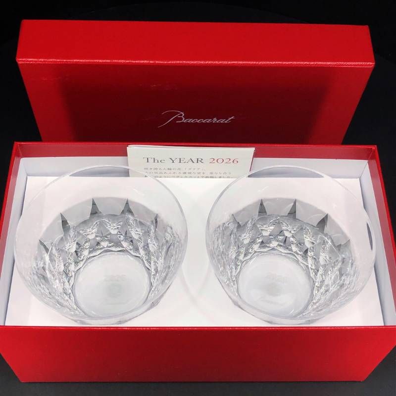 【美品・箱付き】Baccarat バカラ／ダリア ペア タンブラー／クリスタルグラス／クリア／BC606