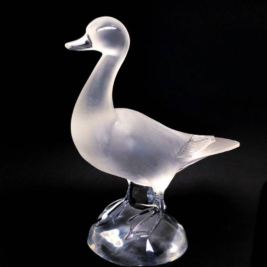 【美品】Lalique ラリック／ラージサイズ アヒル ダック バード 鳥 オブジェ 置物 フィギュリン／25cm／クリスタルグラス／乳白色 クリア