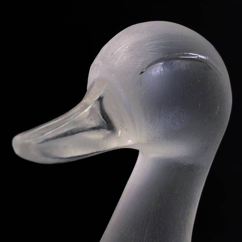 【美品】Lalique ラリック／ラージサイズ アヒル ダック バード 鳥 オブジェ 置物 フィギュリン／25cm／クリスタルグラス／乳白色 クリア