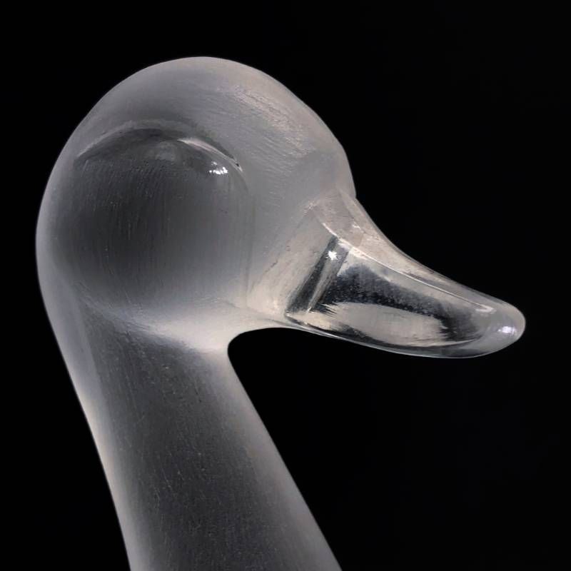 【美品】Lalique ラリック／ラージサイズ アヒル ダック バード 鳥 オブジェ 置物 フィギュリン／25cm／クリスタルグラス／乳白色 クリア