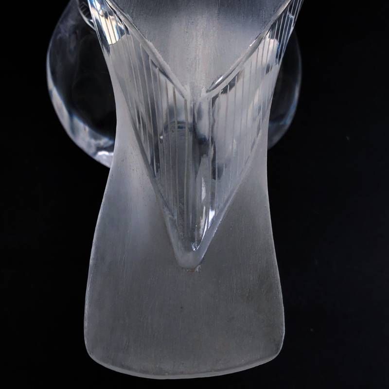 【美品】Lalique ラリック／ラージサイズ アヒル ダック バード 鳥 オブジェ 置物 フィギュリン／25cm／クリスタルグラス／乳白色 クリア