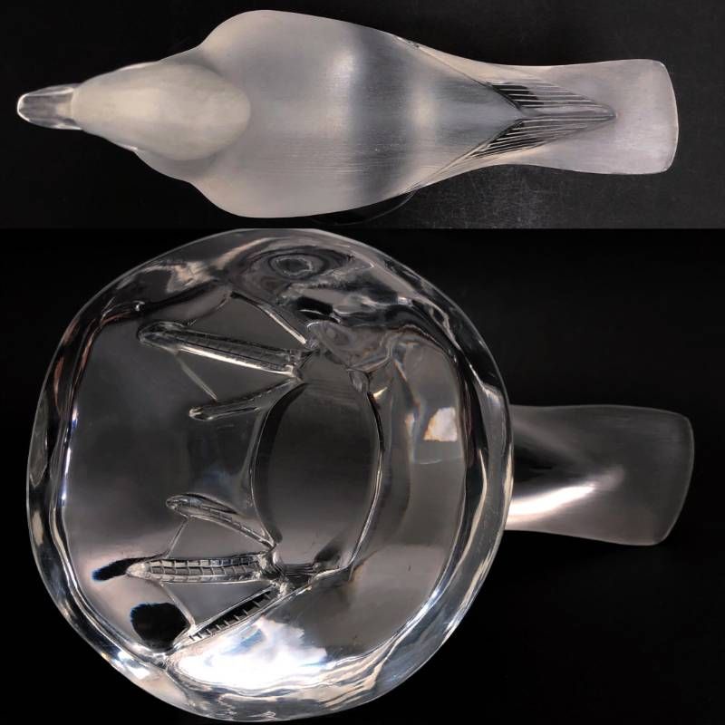 【美品】Lalique ラリック／ラージサイズ アヒル ダック バード 鳥 オブジェ 置物 フィギュリン／25cm／クリスタルグラス／乳白色 クリア