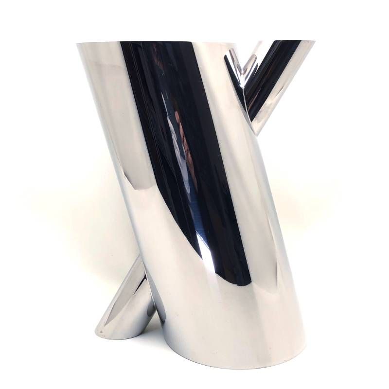 【廃盤・希少・美品】ALESSI アレッシィ／TRONCO フラワーベース マリオ・ボッタ デザイン／28.5cm／ステンレス／シルバー