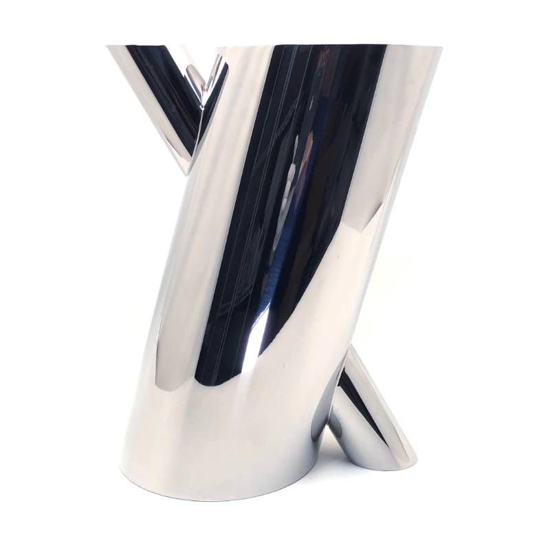 【廃盤・希少・美品】ALESSI アレッシィ／TRONCO フラワーベース マリオ・ボッタ デザイン／28.5cm／ステンレス／シルバー