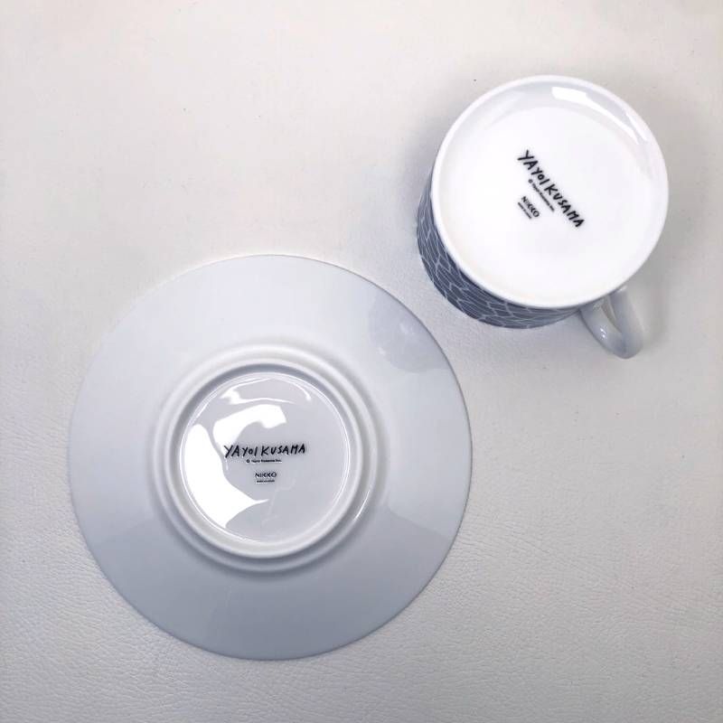 【未使用・箱付き】草間彌生 NIKKO／カップ＆ソーサー ブルーネッツ／陶器／ブルー・ホワイト