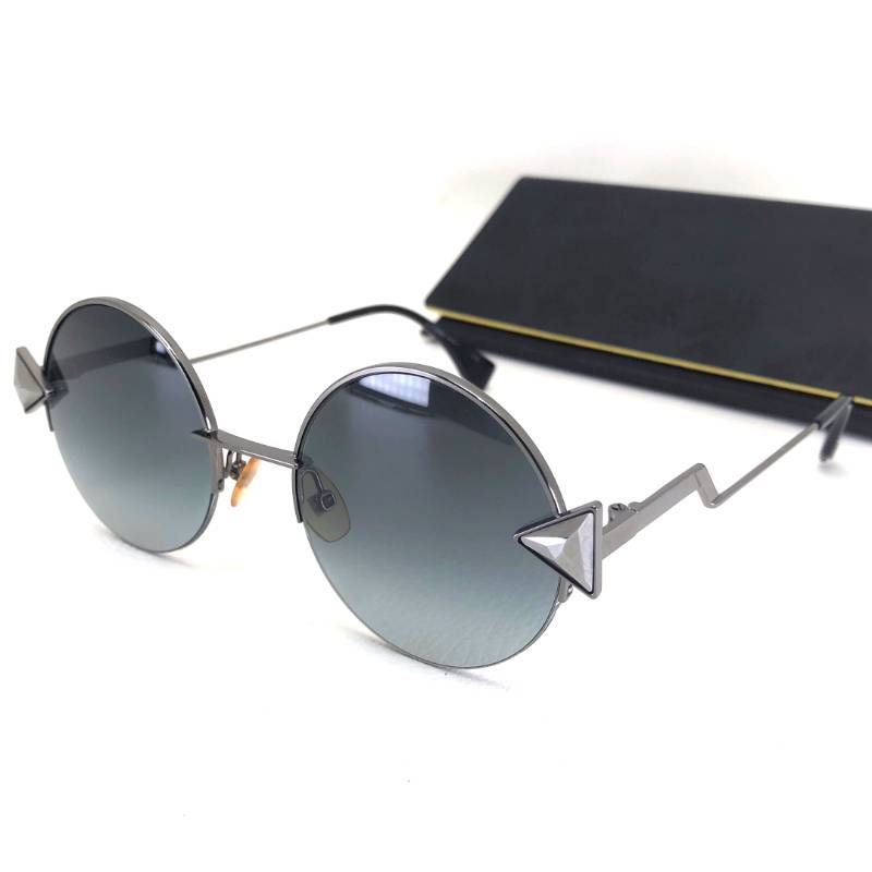 【美品・ケース付き】FENDI フェンディ／サングラス FF 0243/S／メタル・アセテート／51□21 140／スモーキーグリーン・シルバー・ブラック
