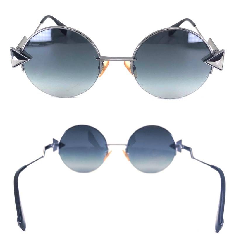 【美品・ケース付き】FENDI フェンディ／サングラス FF 0243/S／メタル・アセテート／51□21 140／スモーキーグリーン・シルバー・ブラック