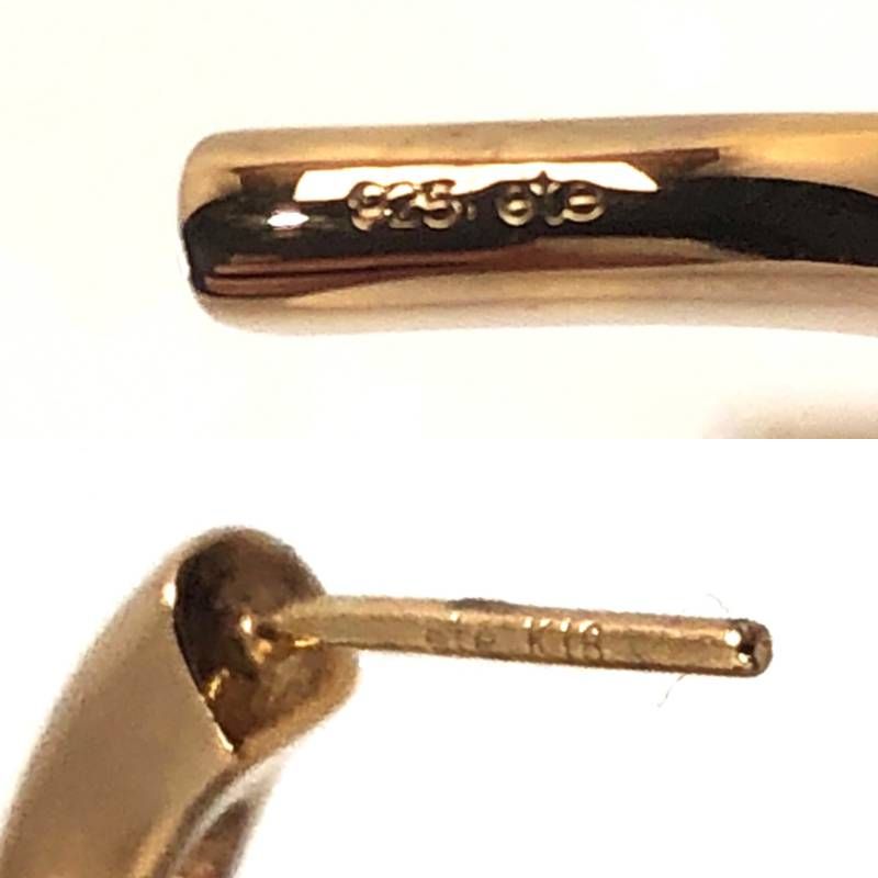【美品】ete エテ／レディース フープ ピアス／SV925・K18／ゴールド