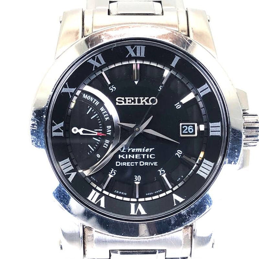 SEIKO セイコー／プルミエ キネティック ダイレクトドライブ 5D22-0AD0／オートクォーツ／SS／シルバー・ブラック