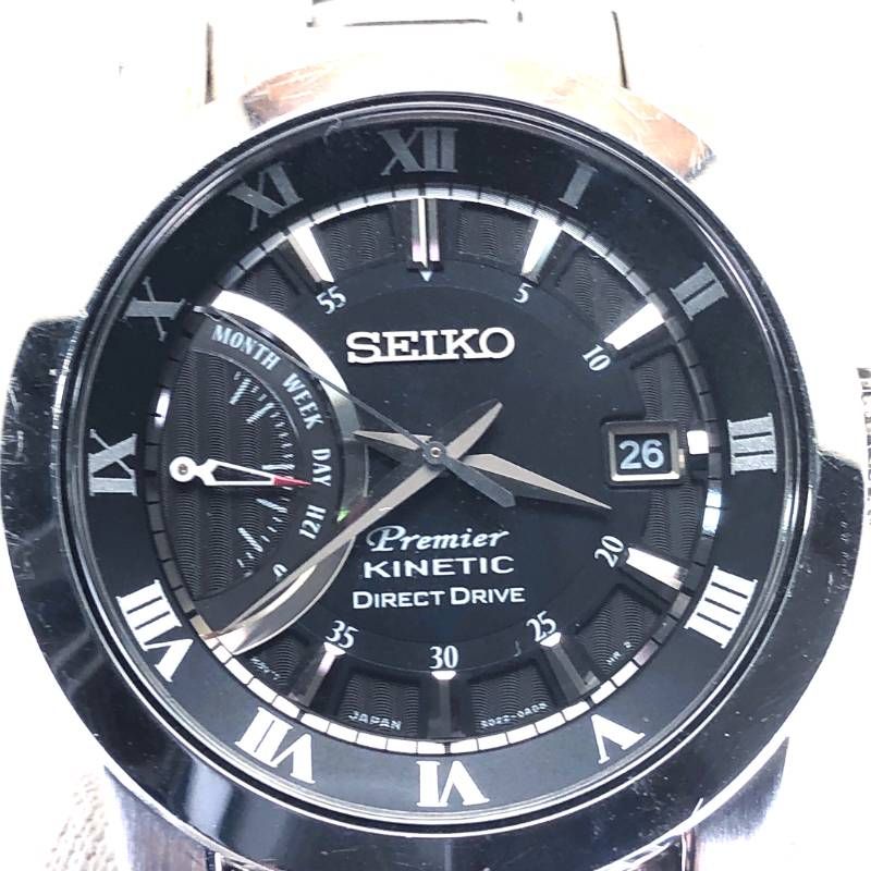 SEIKO セイコー／プルミエ キネティック ダイレクトドライブ 5D22-0AD0／オートクォーツ／SS／シルバー・ブラック