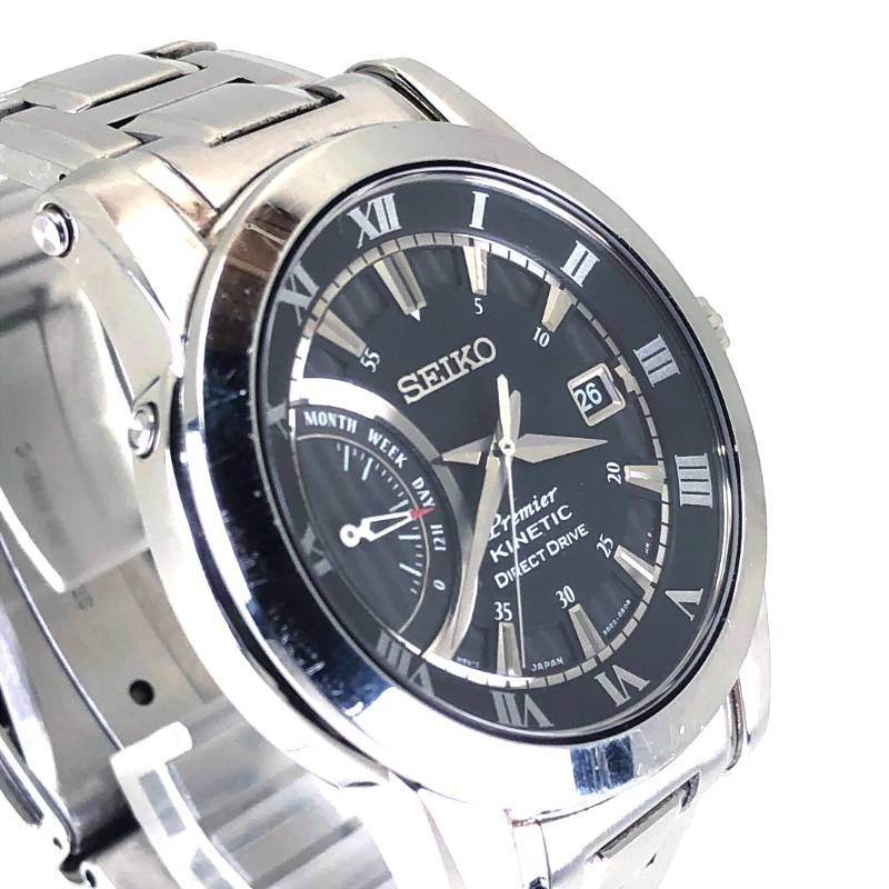 SEIKO セイコー／プルミエ キネティック ダイレクトドライブ 5D22-0AD0／オートクォーツ／SS／シルバー・ブラック