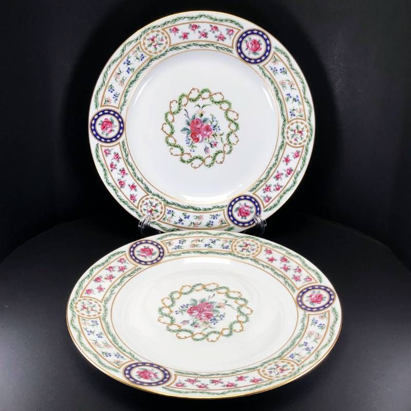 【美品】HAVILAND アビランド／ルーブシエンヌ マリーアントワネット ペア プレート 皿 2枚 セット／26cm／陶器／マルチカラー／M03204E