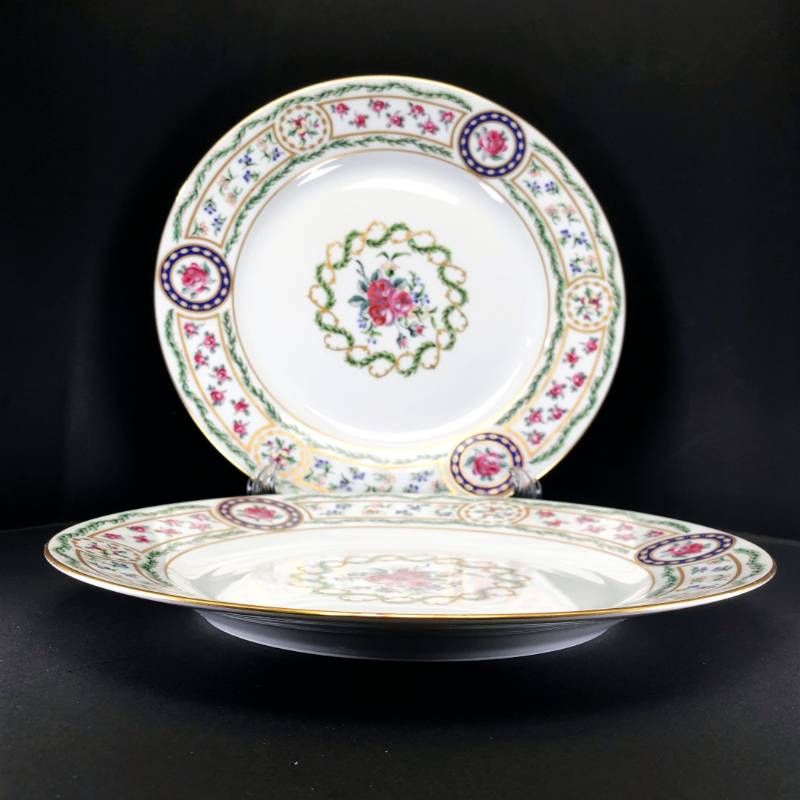 【美品】HAVILAND アビランド／ルーブシエンヌ マリーアントワネット ペア プレート 皿 2枚 セット／26cm／陶器／マルチカラー／M03204E