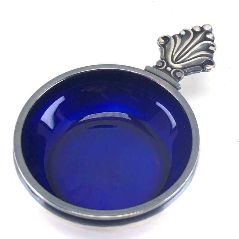 【美品】Georg Jensen ジョージジェンセン／ソルトセラー トレイ／SV925・コバルトガラス／シルバー・ブルー