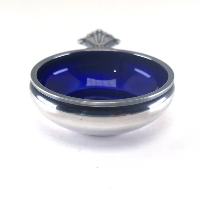 【美品】Georg Jensen ジョージジェンセン／ソルトセラー トレイ／SV925・コバルトガラス／シルバー・ブルー