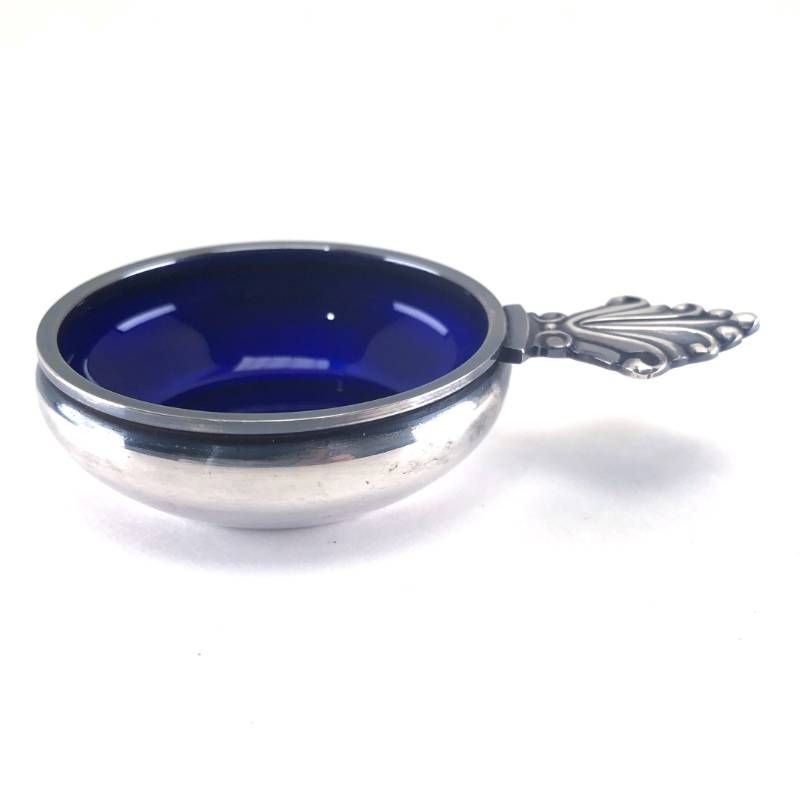 【美品】Georg Jensen ジョージジェンセン／ソルトセラー トレイ／SV925・コバルトガラス／シルバー・ブルー