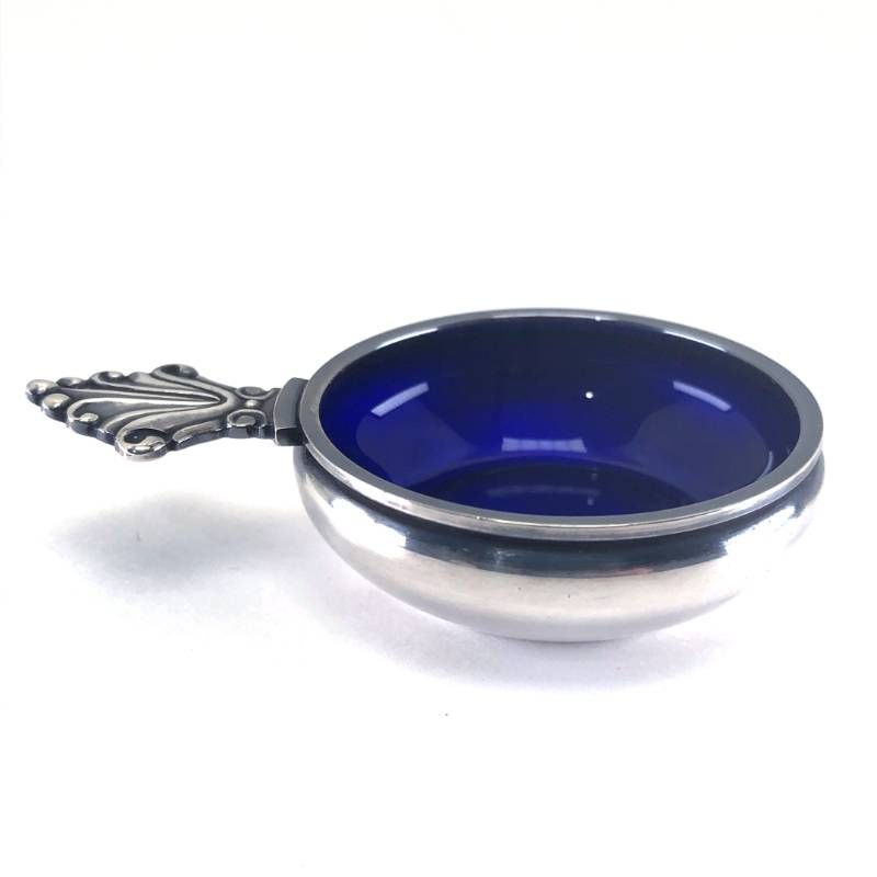 【美品】Georg Jensen ジョージジェンセン／ソルトセラー トレイ／SV925・コバルトガラス／シルバー・ブルー