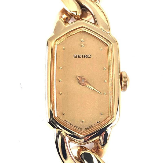 【美品・電池交換済み・ケース付き】SEIKO セイコー／レディース ブレスレットウォッチ 2E20-5360／クォーツ／ステンレス／ゴールド