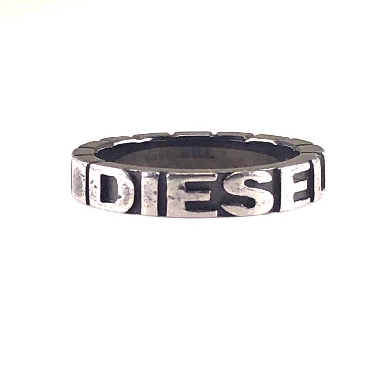 DIESEL ディーゼル／ロゴ入り リング ／13号／スチール／シルバー