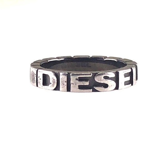 DIESEL ディーゼル／ロゴ入り リング ／13号／スチール／シルバー