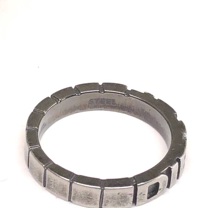 DIESEL ディーゼル／ロゴ入り リング ／13号／スチール／シルバー