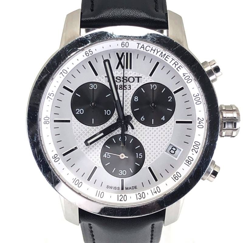 【電池・ベルト交換済】TISSOT ティソ／パンダクロノ T055417 A ES13／クォーツ／ステンレス／シルバー・ホワイト・ブラック