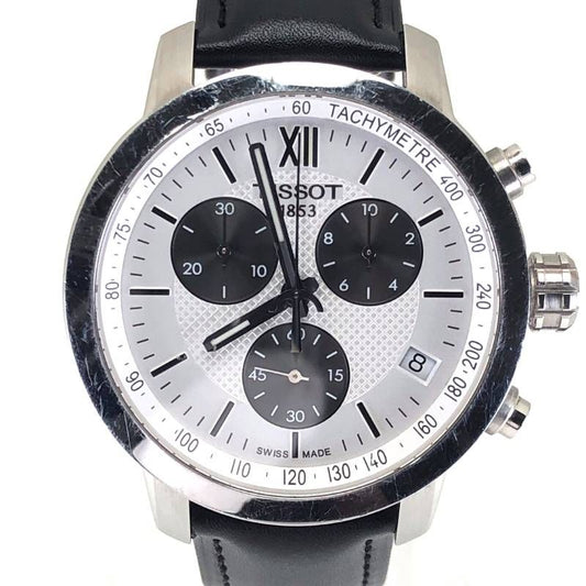 【電池・ベルト交換済】TISSOT ティソ／パンダクロノ T055417 A ES13／クォーツ／ステンレス／シルバー・ホワイト・ブラック