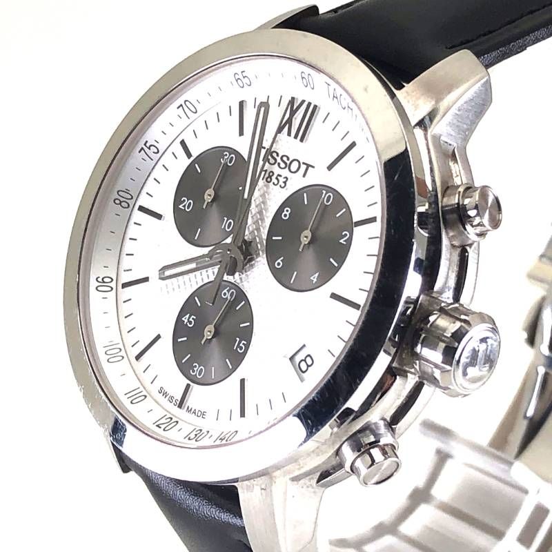 【電池・ベルト交換済】TISSOT ティソ／パンダクロノ T055417 A ES13／クォーツ／ステンレス／シルバー・ホワイト・ブラック