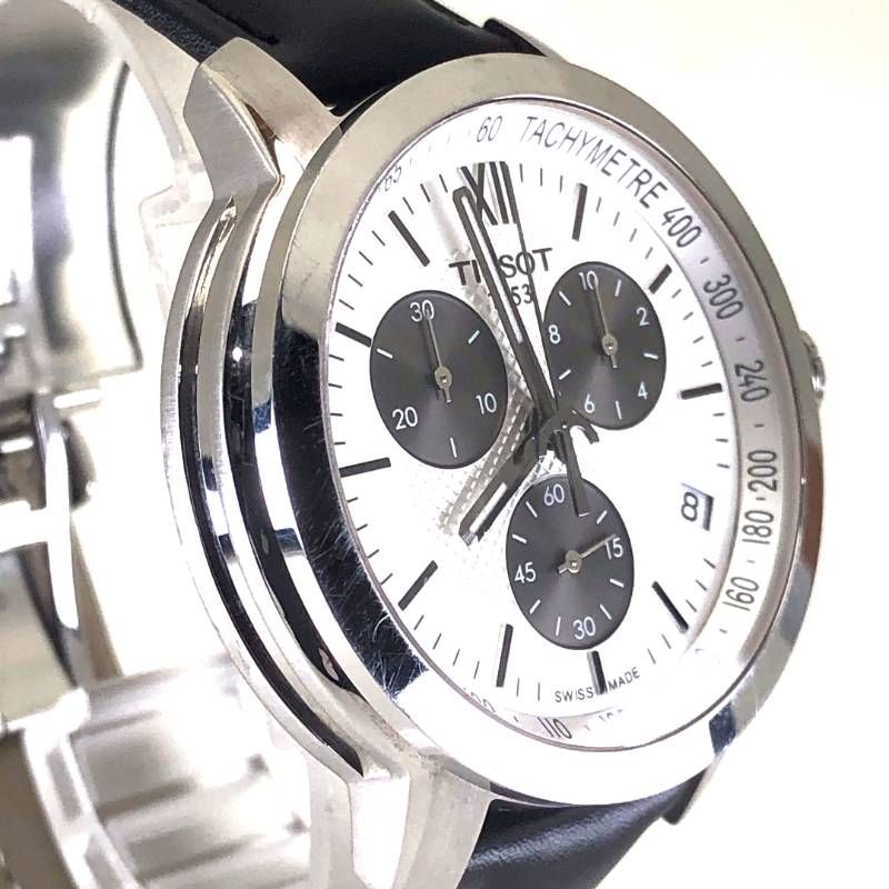 【電池・ベルト交換済】TISSOT ティソ／パンダクロノ T055417 A ES13／クォーツ／ステンレス／シルバー・ホワイト・ブラック