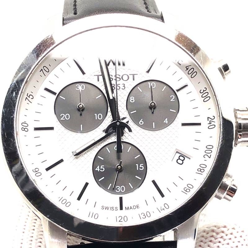 【電池・ベルト交換済】TISSOT ティソ／パンダクロノ T055417 A ES13／クォーツ／ステンレス／シルバー・ホワイト・ブラック