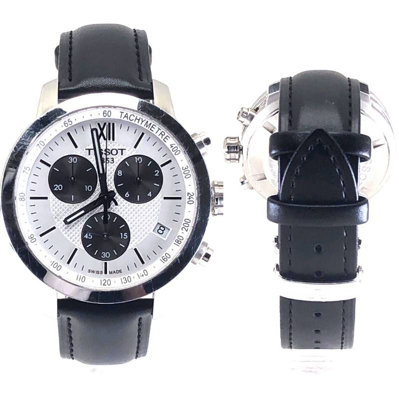 【電池・ベルト交換済】TISSOT ティソ／パンダクロノ T055417 A ES13／クォーツ／ステンレス／シルバー・ホワイト・ブラック
